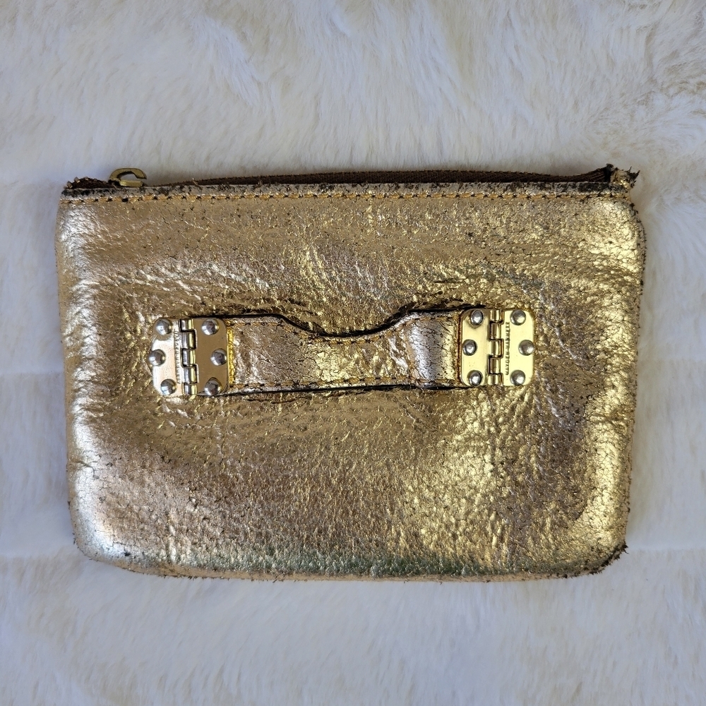 HAYDEN HARNETT // gold leather coin purse wallet mini clutch